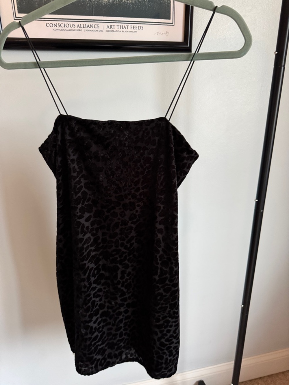 wild fable Black Slip Dress with Velvet Leopard Burnout